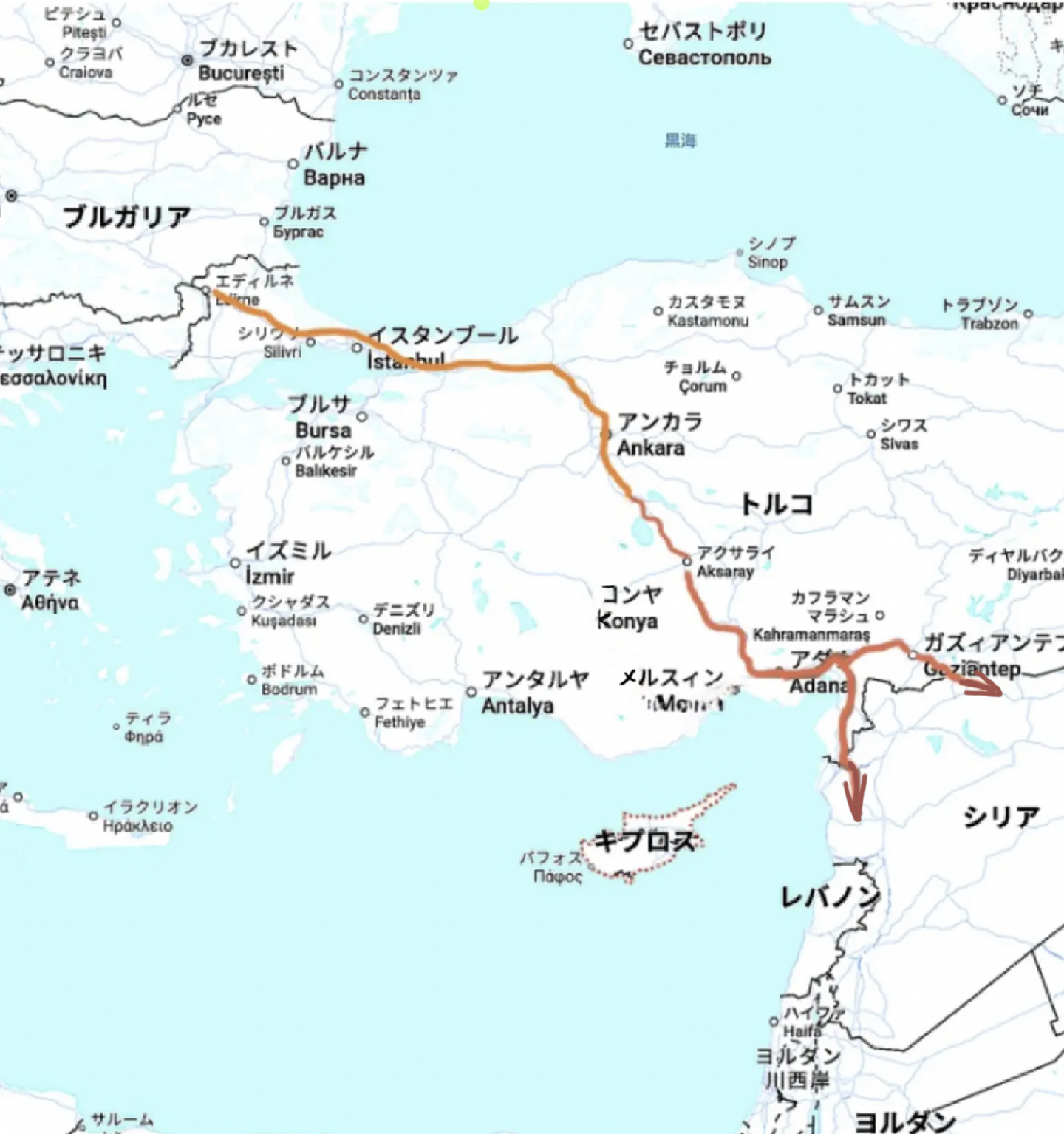 物語ミニスカ美少女M トルコ縦断作戦 侵攻図